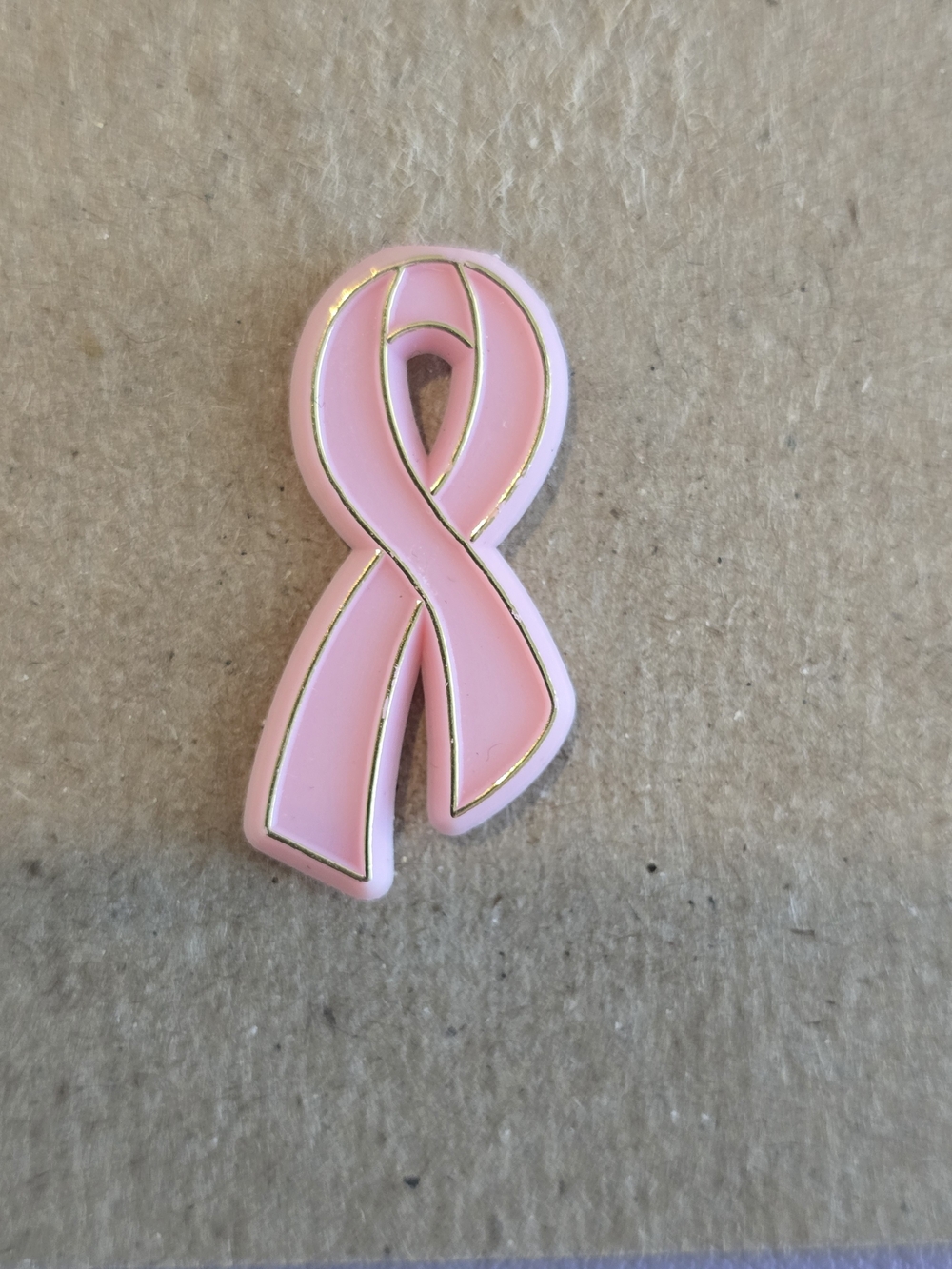 Pink Ribbon Breast Cancer Awareness Pin, Plastic - Picture 2 of 4